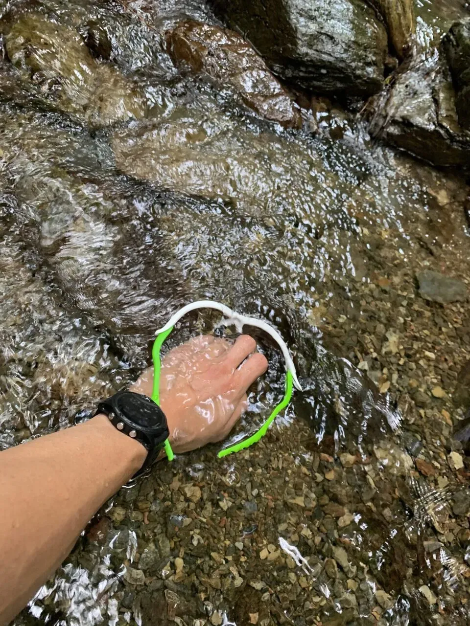 小川で冷却気持ちいい！