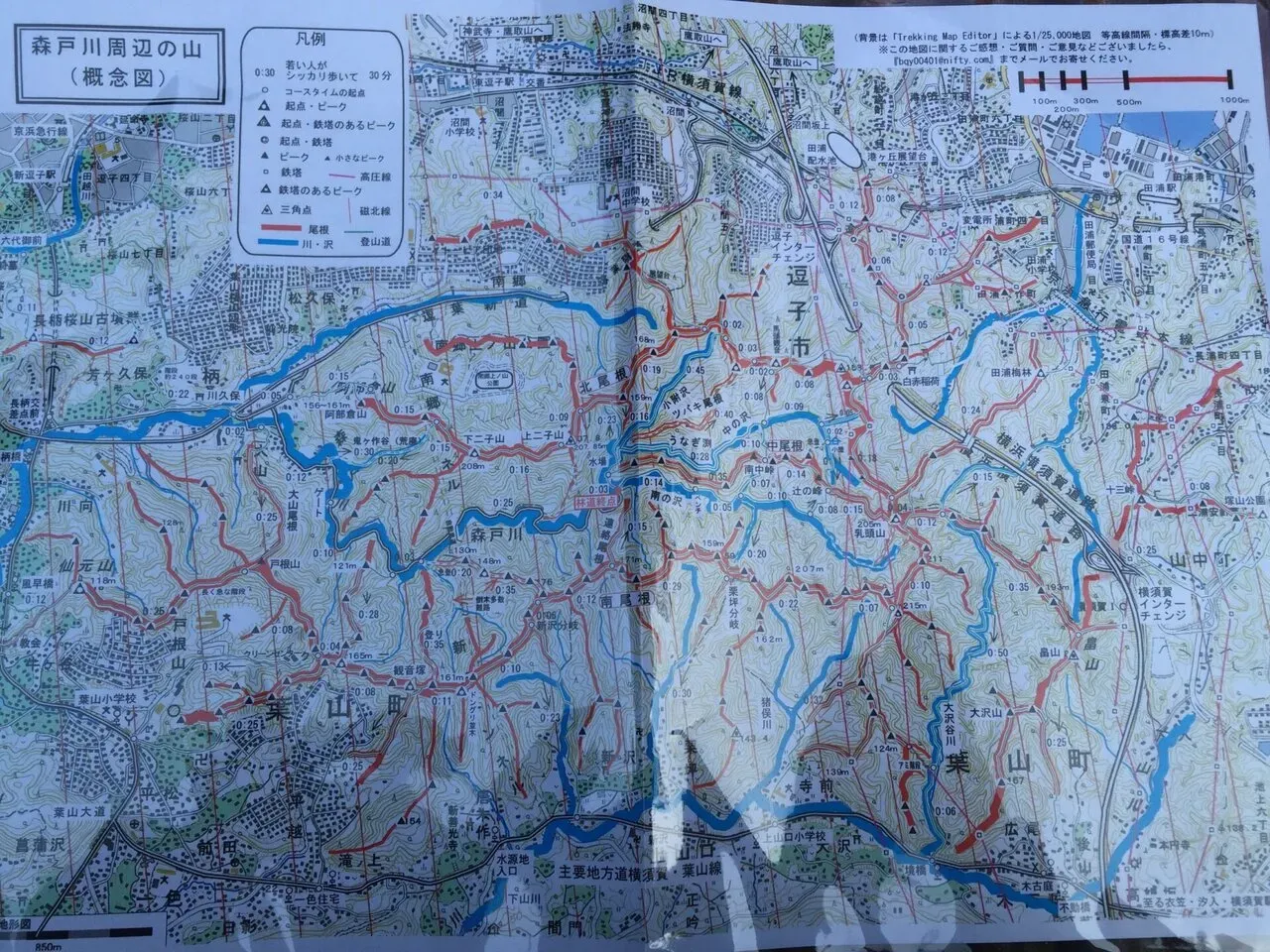 森戸川周辺のトレイル地図