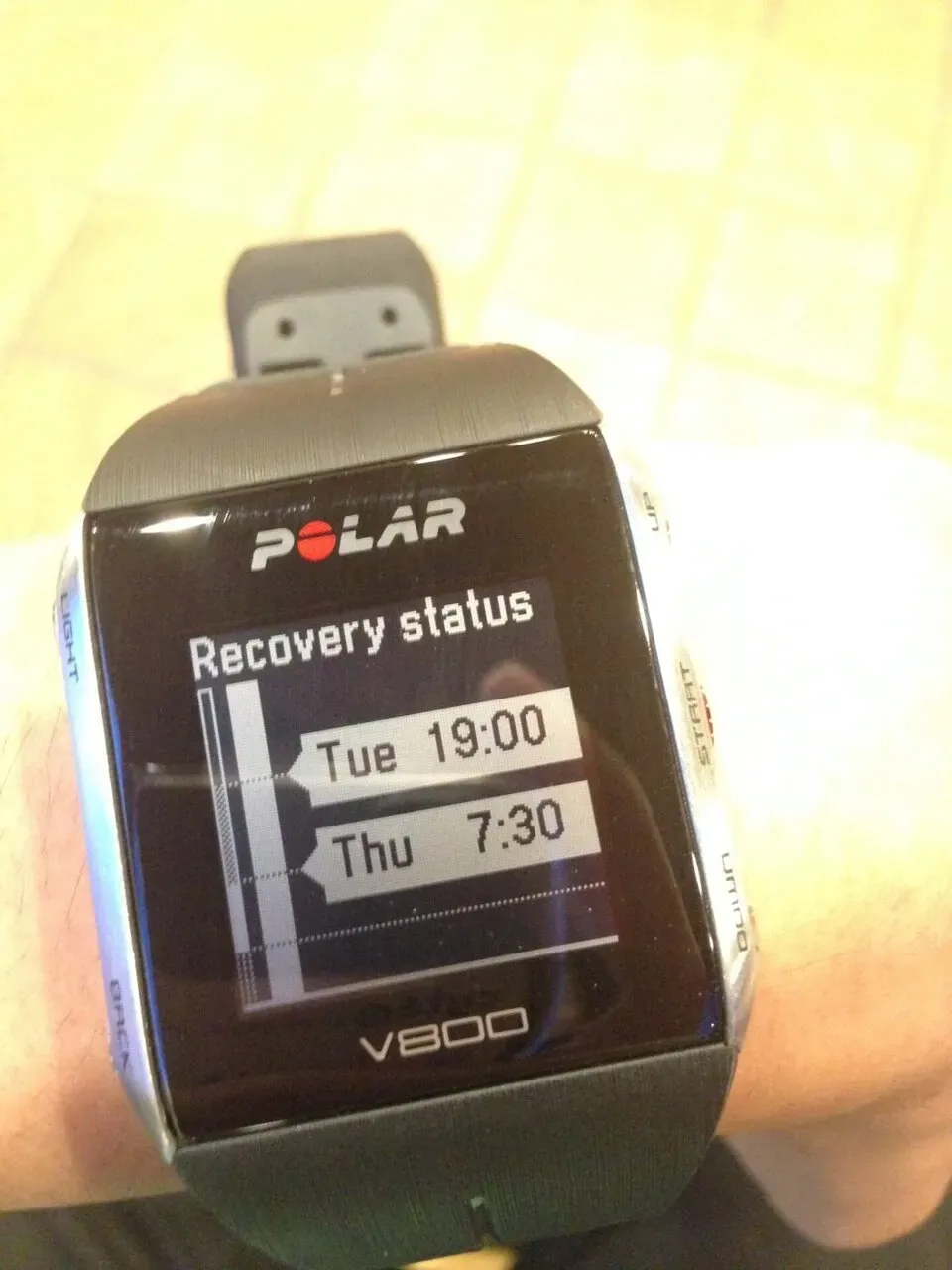 リカバリーステータスの回復予定時刻表示（火曜19、木曜7）