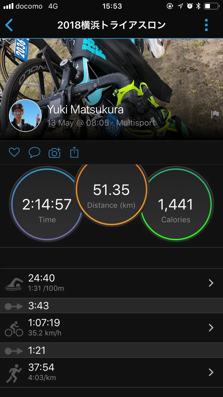 横浜トライアスロン 2:14:57 総合57位 (エイジ10位) - 画像2
