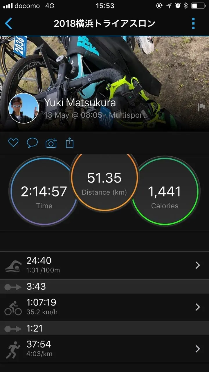 横浜トライアスロン 2:14:57 総合57位 (エイジ10位) - 画像2