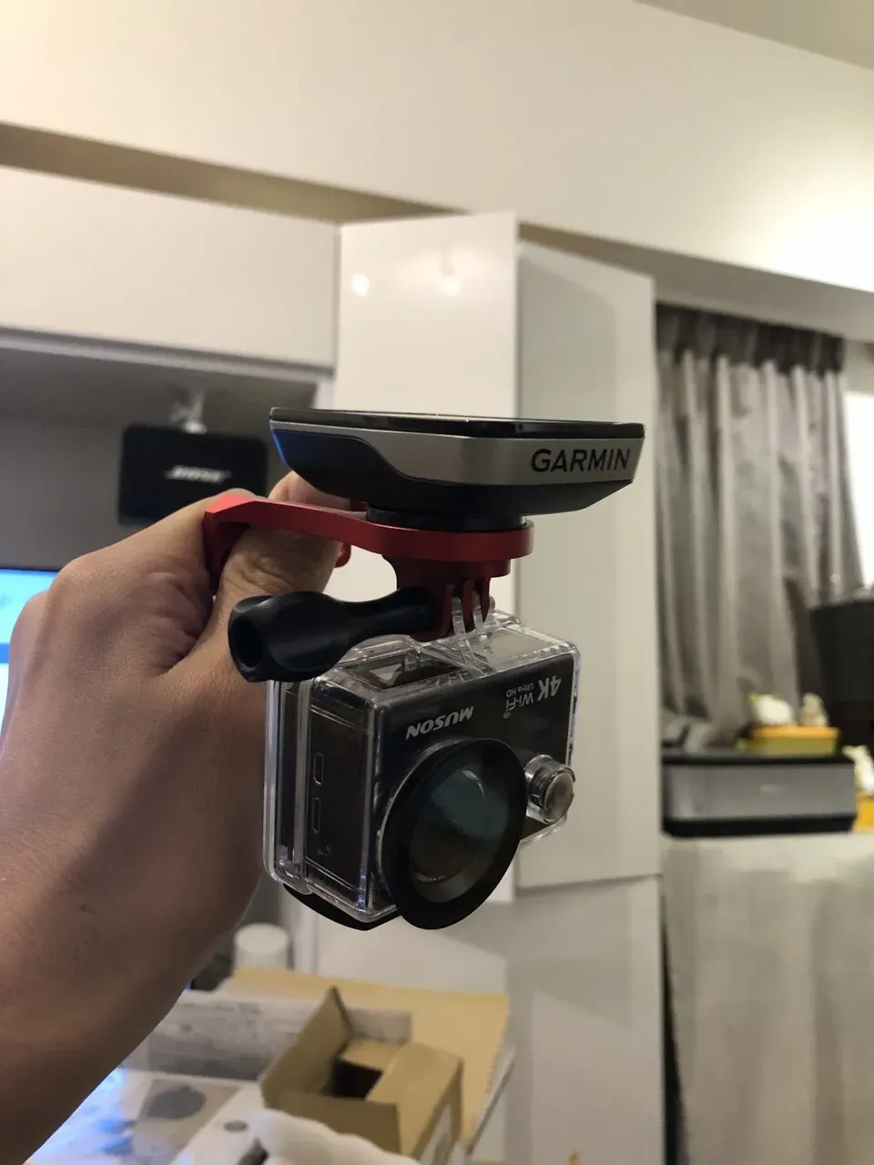 Garmin+アクションカメラのマウント構成（別アングル）