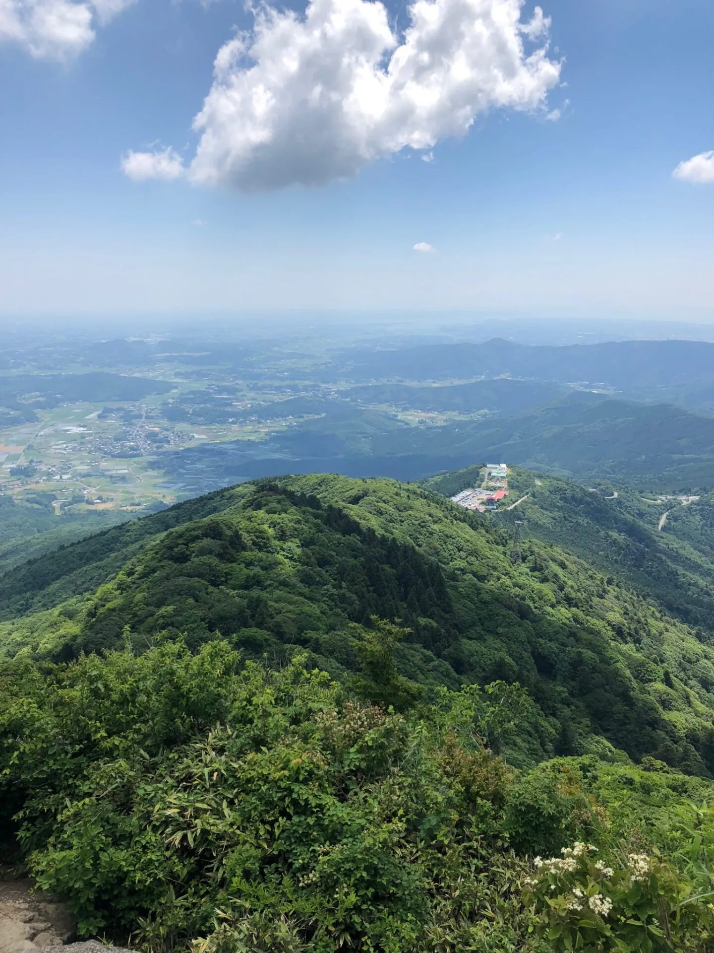 男体山と女体山と関東平野の眺望