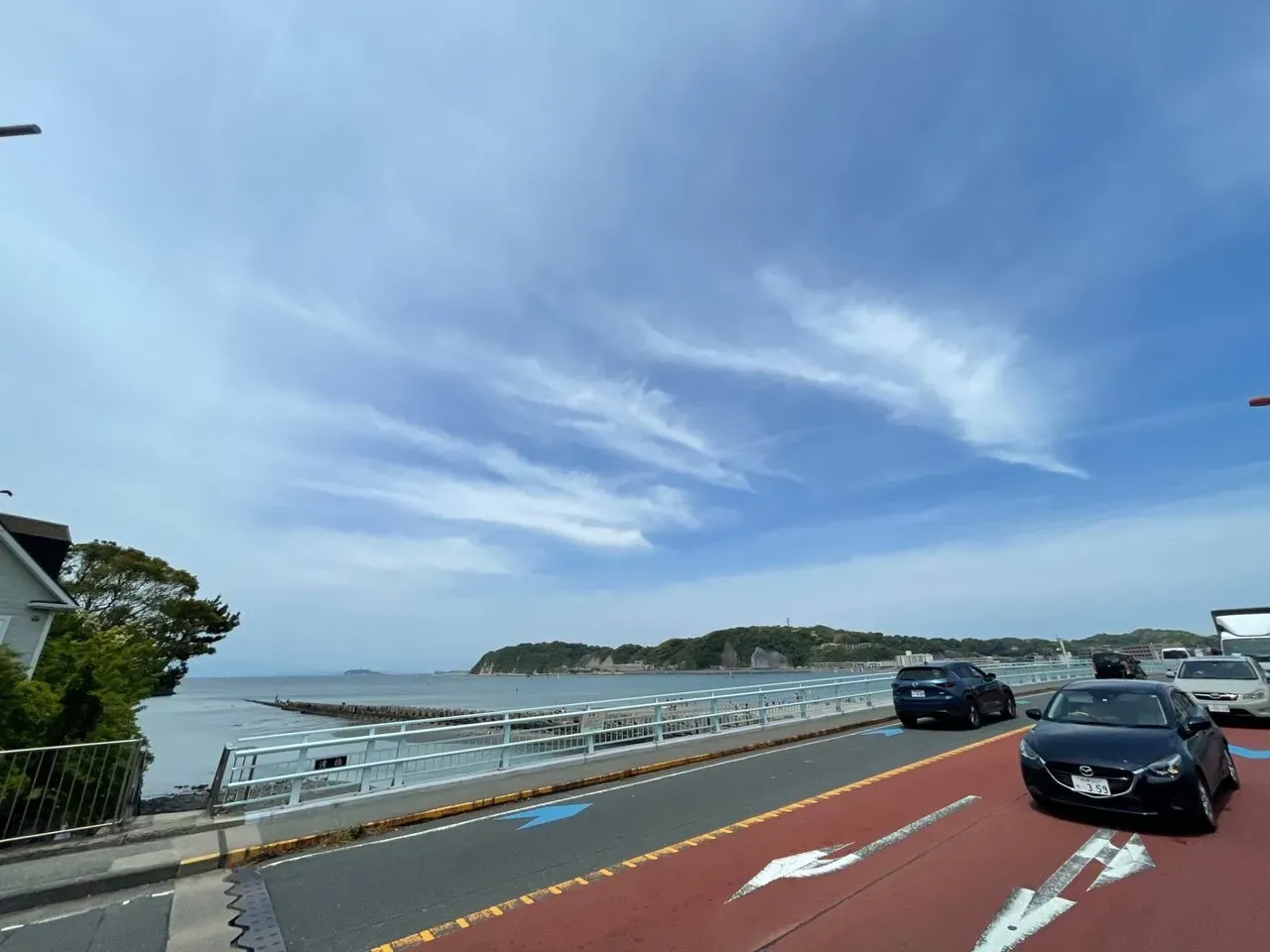 中華街に寄って小籠包を食べたかったですが、ダイエットのためにスルーしました。一旦、逗子海岸に出てから海沿いを下ります。