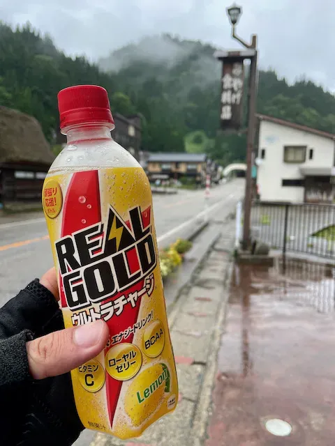 山を超えて、降りたところです。賞味期限が3年ほど切れたジェルを消費するために3つ持参しましたが、食べた瞬間に体が拒否したので捨てました。コンビニがないので自販機で補給していきます。