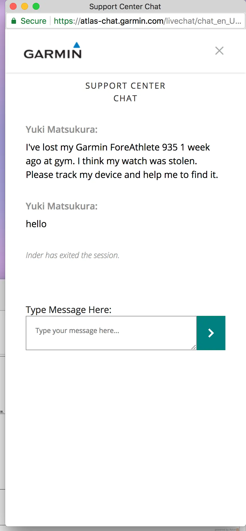 Garmin ForeAthlete 935が盗難されました - 画像1