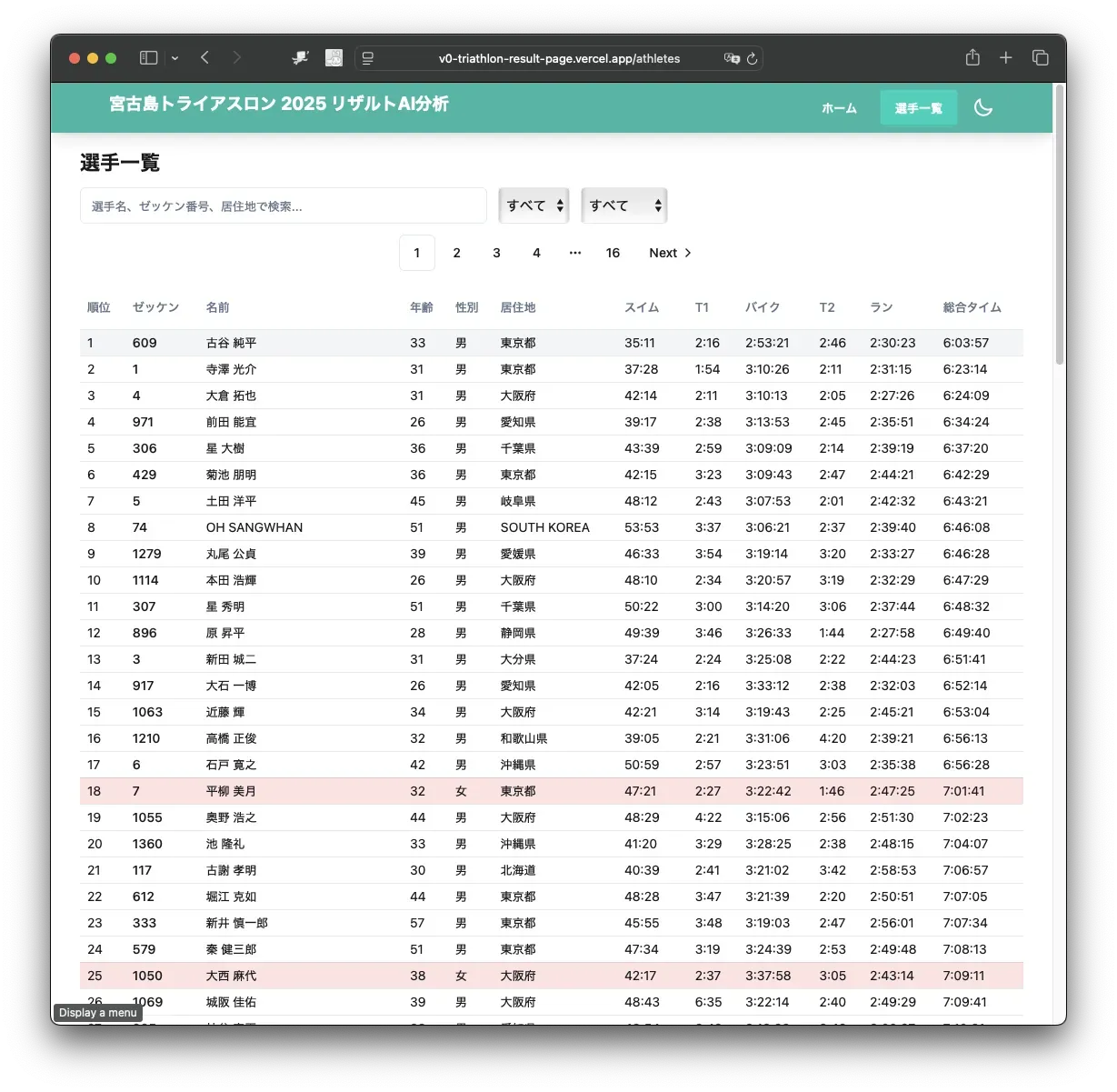 宮古島トライアスロンのリザルト分析ツールを作りました - 画像13
