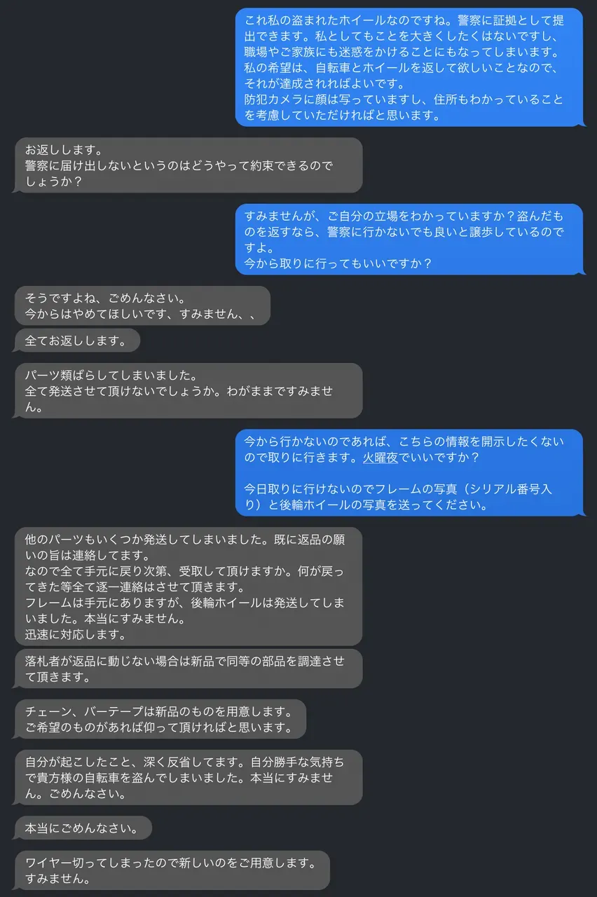 ロードバイクが盗難されたが犯人を見つけて返却させた話 - 画像30