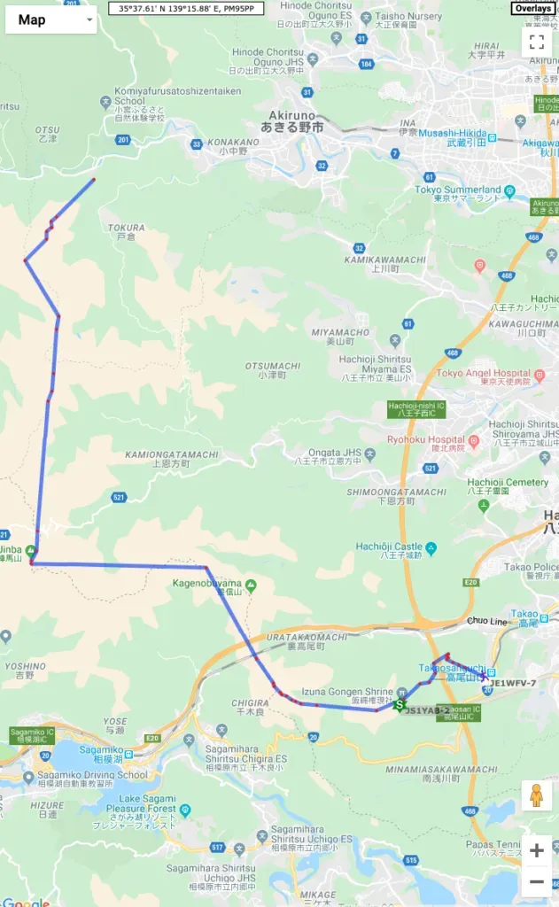 基地局にキャッチされた位置情報の履歴