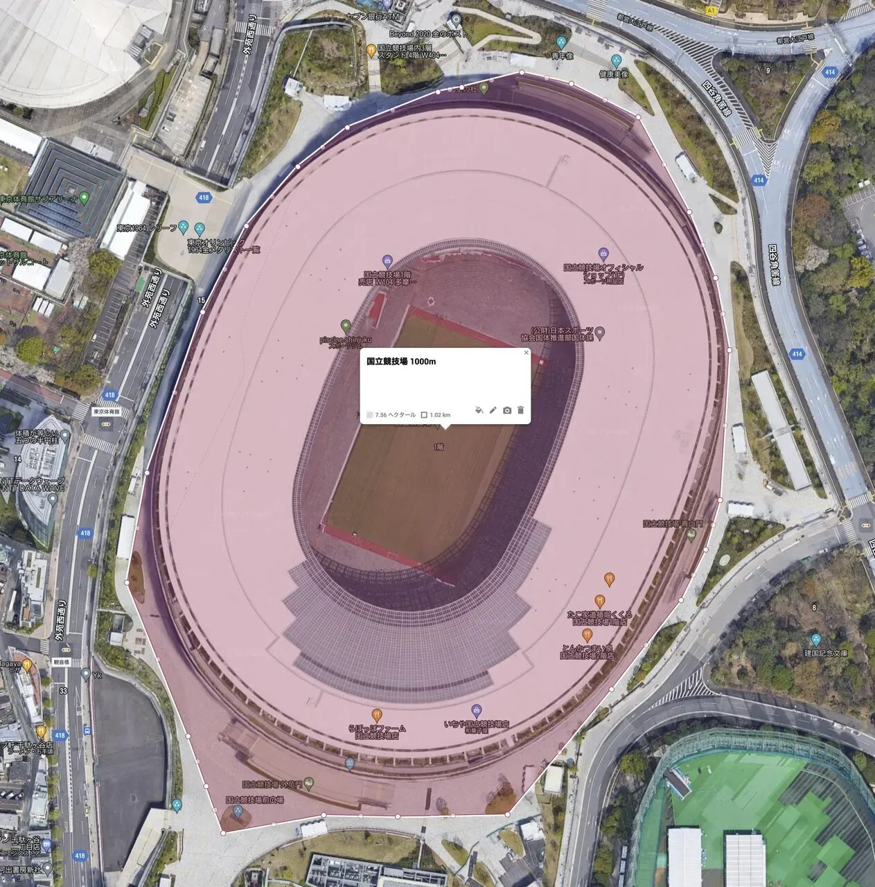 国立競技場の外周でランニング用に約1000mを計測するコースを紹介 - 画像7