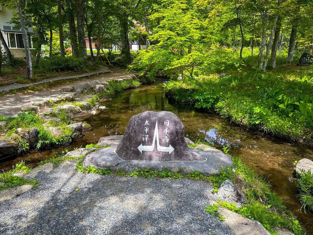 太平洋と日本海の分水嶺、透き通る清流