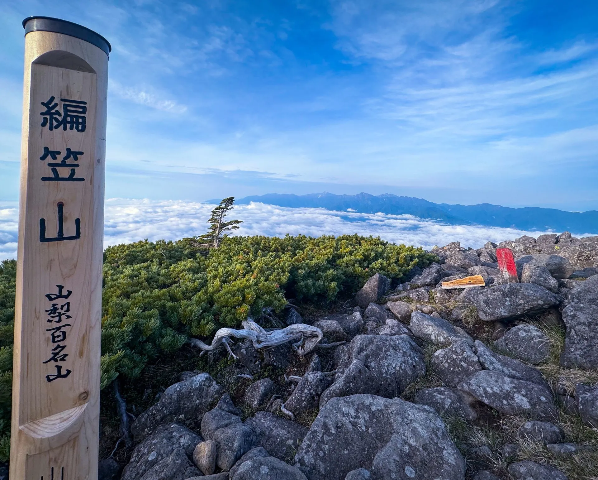 山頂標と雲海